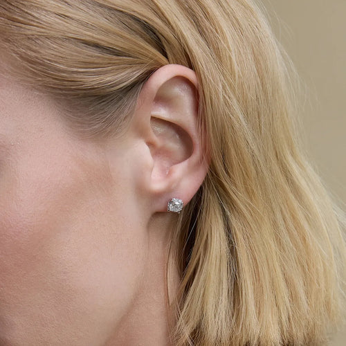 Round Lab Grown Diamond Side Stone Stud Earrings