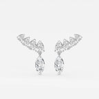 Marquise Lab Grown Diamond with Pear Shape Ear Climber Earrings