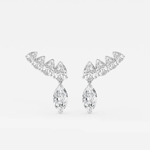 Marquise Lab Grown Diamond with Pear Shape Ear Climber Earrings