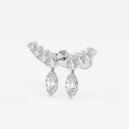 Marquise Lab Grown Diamond with Pear Shape Ear Climber Earrings
