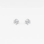 Round Lab Grown Diamond Six Prong Flower Petal Solitaire Stud Earrings