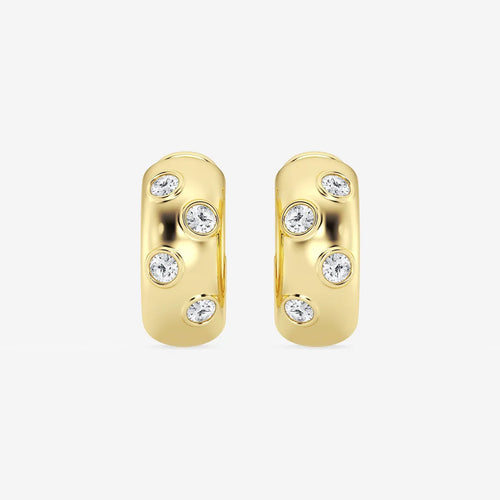 Round Lab Grown Diamond Huggie Hoop Earrings