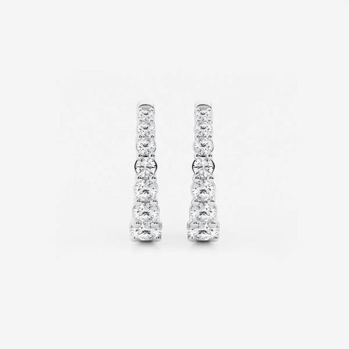Round Lab Grown Diamond Graduated Inside Out Huggie Hoop Earrings