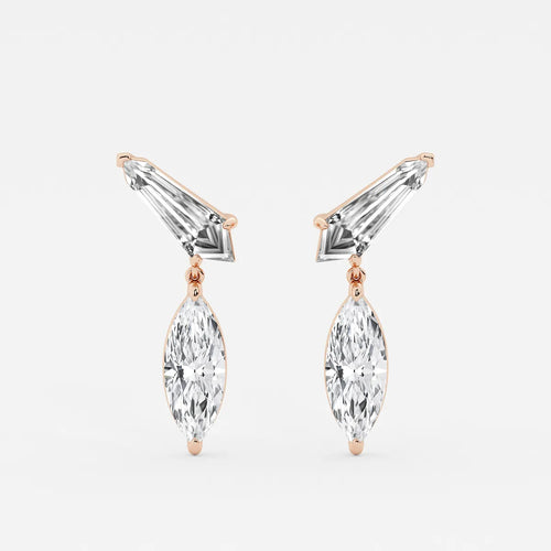 Marquise & Sheild Lab Grown Diamond Ear Climber Drop Earrings