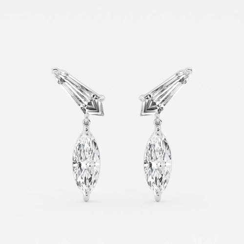 Marquise & Sheild Lab Grown Diamond Ear Climber Drop Earrings
