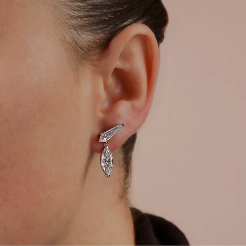 Marquise & Sheild Lab Grown Diamond Ear Climber Drop Earrings