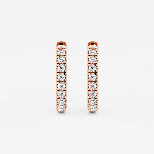 Round Lab Grown Diamond French Pave Hoop Earrings