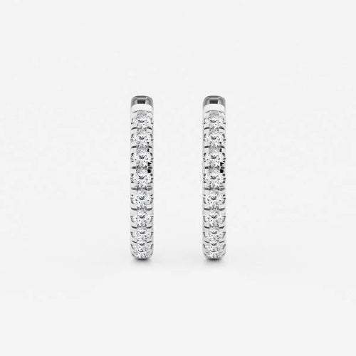 Round Lab Grown Diamond French Pave Hoop Earrings