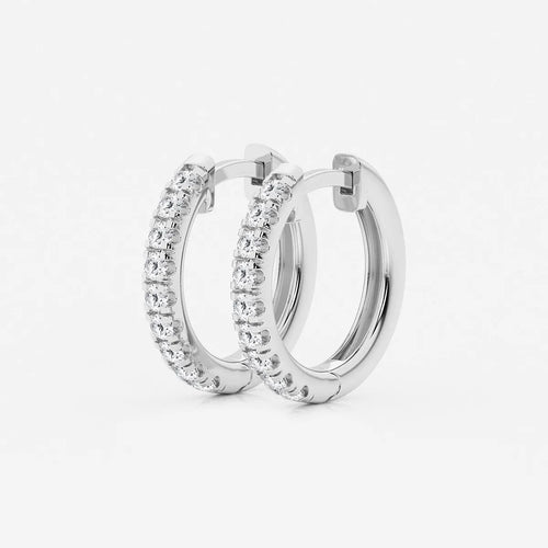 Round Lab Grown Diamond French Pave Hoop Earrings