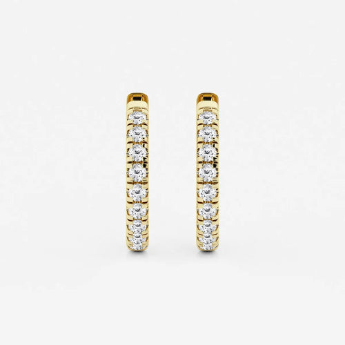 Round Lab Grown Diamond French Pave Hoop Earrings