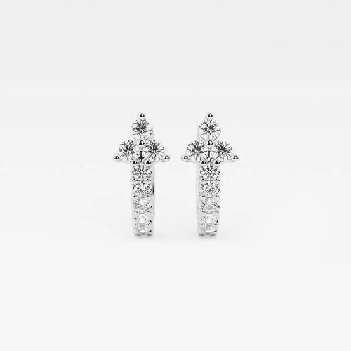 Round Lab Grown Diamond Huggie Hoop Earrings
