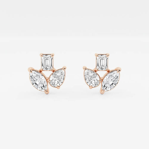 Three Stone Fan Earrings