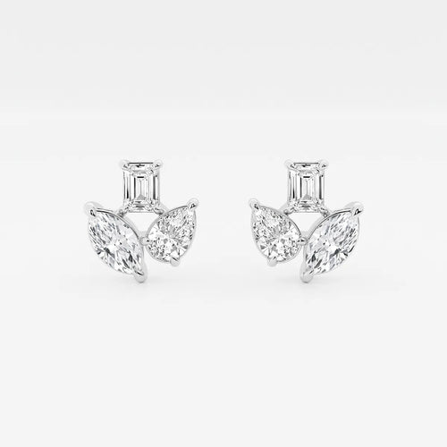 Three Stone Fan Earrings