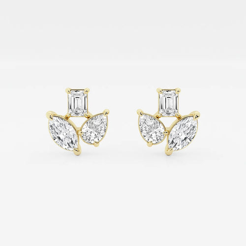 Three Stone Fan Earrings