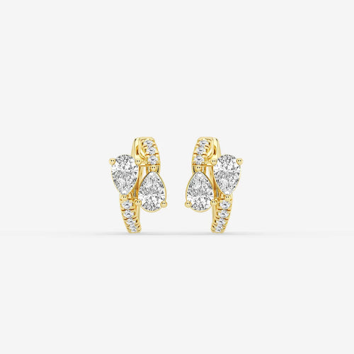 Pear Lab Grown Diamond Bypass Huggie Hoop Earrings