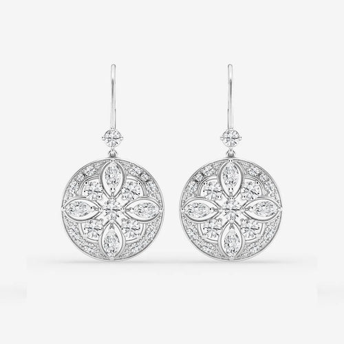 Round and Marquise Lab Grown Diamond Vintage Earrings