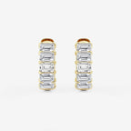 Emerald Lab Grown Diamond Huggie Hoop Earrings