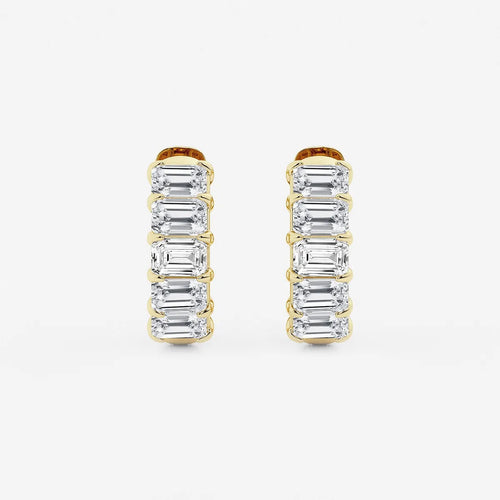 Emerald Lab Grown Diamond Huggie Hoop Earrings