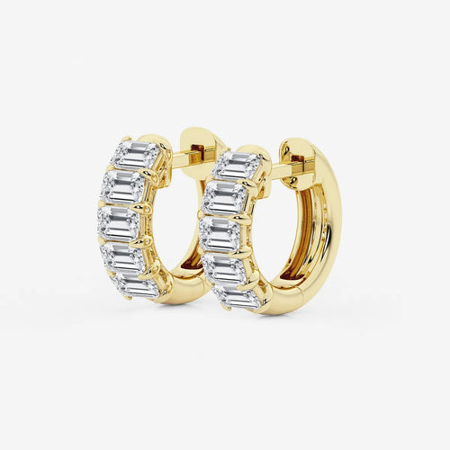 Emerald Lab Grown Diamond Huggie Hoop Earrings