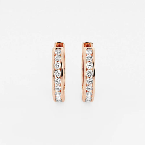 Round Lab Grown Diamond Channel Set Hoop Earrings