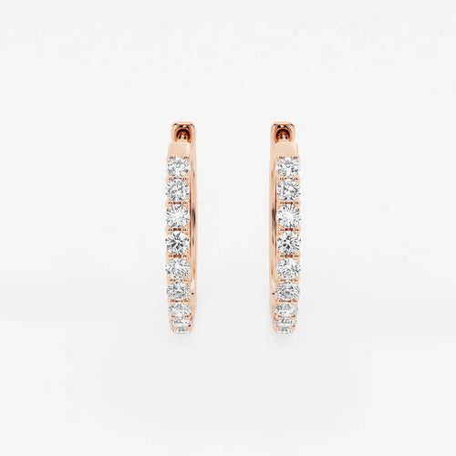 Round Lab Grown Diamond Shared Prong Hoop Earrings