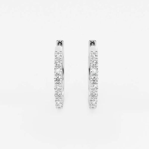 Round Lab Grown Diamond Shared Prong Hoop Earrings