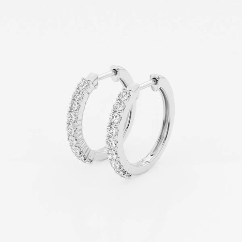Round Lab Grown Diamond Shared Prong Hoop Earrings
