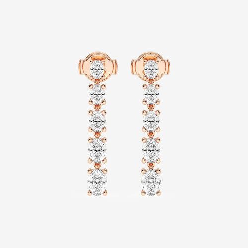 Oval Lab Grown Diamond Graduated Dangle Earrings
