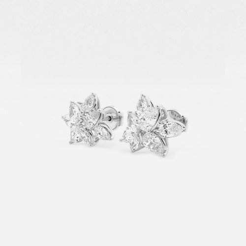 Pear & Marquise Lab Grown Diamond Cluster Stud Earring