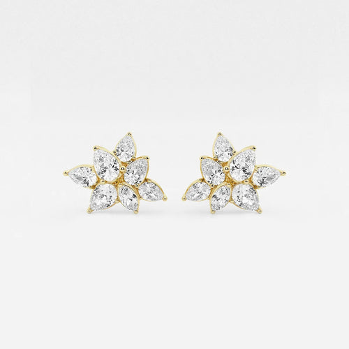 Pear & Marquise Lab Grown Diamond Cluster Stud Earring