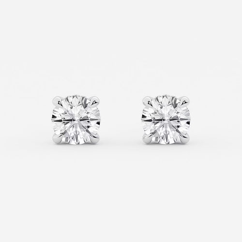 Round Lab Grown Diamond Hidden Halo Basket Stud Earrings