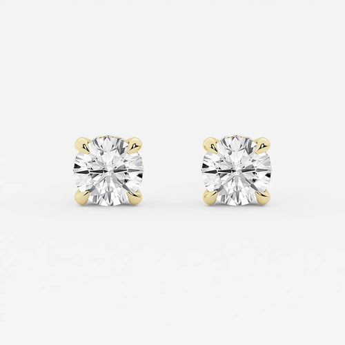 Round Lab Grown Diamond Hidden Halo Basket Stud Earrings