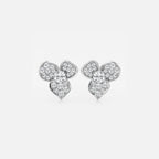 Round Lab Grown Diamond Pave Flower Earrings