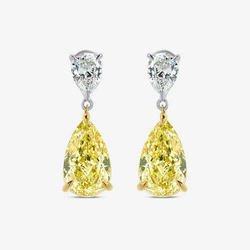 Fancy Yellow Pear Lab Grown Diamond Two Stone Earrings