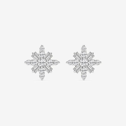 Round Lab Grown Diamond Snowflake Stud Earrings
