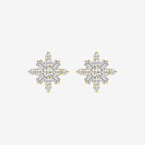 Round Lab Grown Diamond Snowflake Stud Earrings