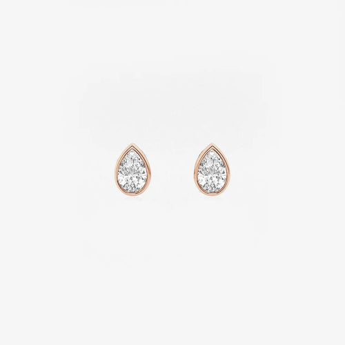Pear Lab Grown Diamond Bezel Set Solitaire Certified Stud Earrings