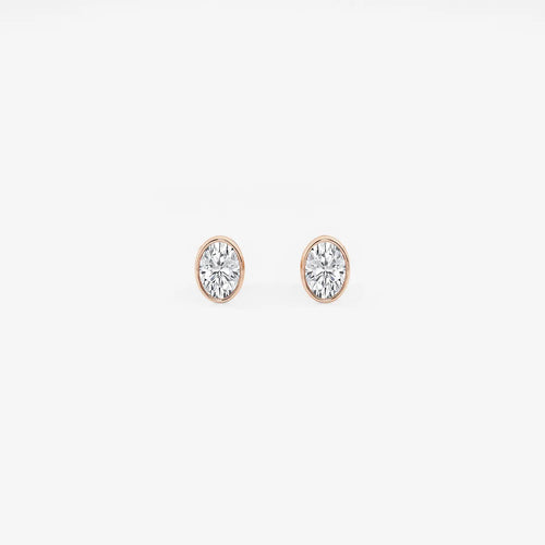 Oval Lab Grown Diamond Bezel Set Solitaire Certified Stud Earrings