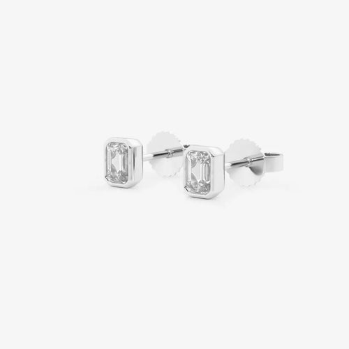 Emerald Lab Grown Diamond Bezel Set Solitaire Certified Stud Earrings