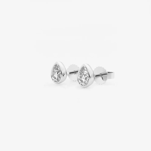 Pear Lab Grown Diamond Bezel Set Solitaire Certified Stud Earrings