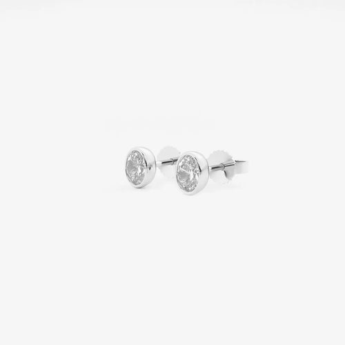 Oval Lab Grown Diamond Bezel Set Solitaire Certified Stud Earrings