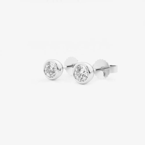 Round Lab Grown Diamond Bezel Set Solitaire Certified Stud Earrings