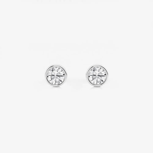 Round Lab Grown Diamond Bezel Set Solitaire Certified Stud Earrings