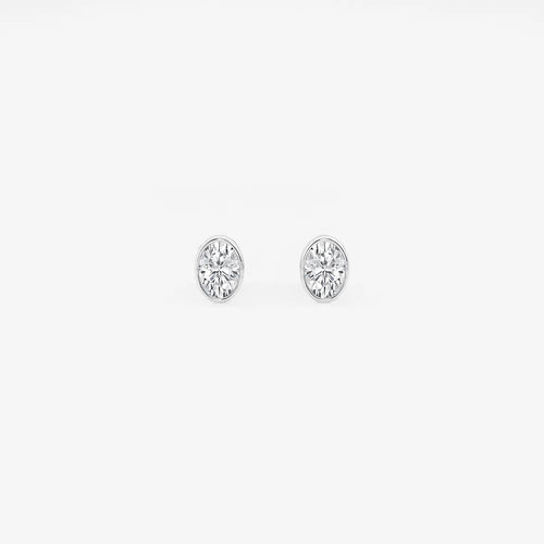 Oval Lab Grown Diamond Bezel Set Solitaire Certified Stud Earrings