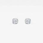 Cushion Lab Grown Diamond Bezel Set Solitaire Certified Stud Earrings