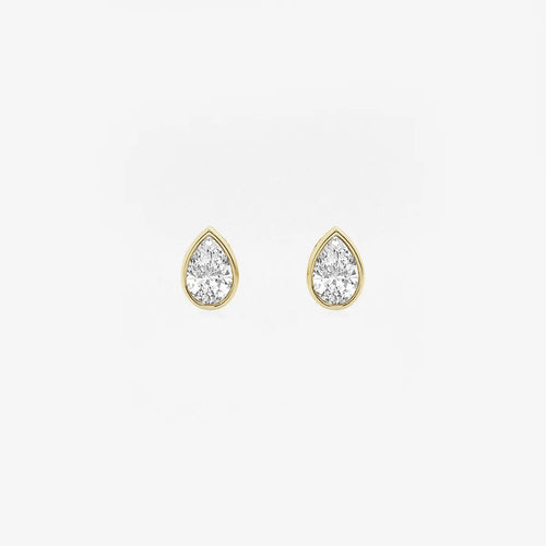 Pear Lab Grown Diamond Bezel Set Solitaire Certified Stud Earrings
