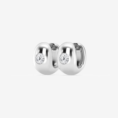 Round Lab Grown Diamond Single Stone Hoop Earrings