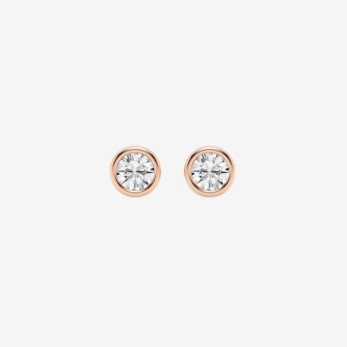Round Lab Grown Diamond Bezel Set Filigree Solitaire Certified Stud Earrings