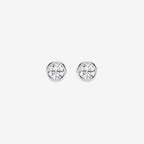 Round Lab Grown Diamond Bezel Set Filigree Solitaire Certified Stud Earrings