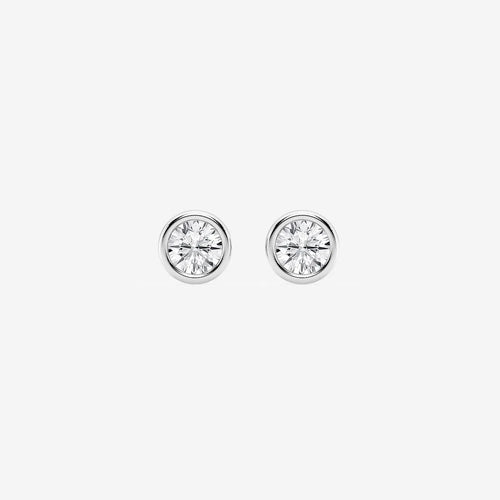Round Lab Grown Diamond Bezel Set Filigree Solitaire Certified Stud Earrings